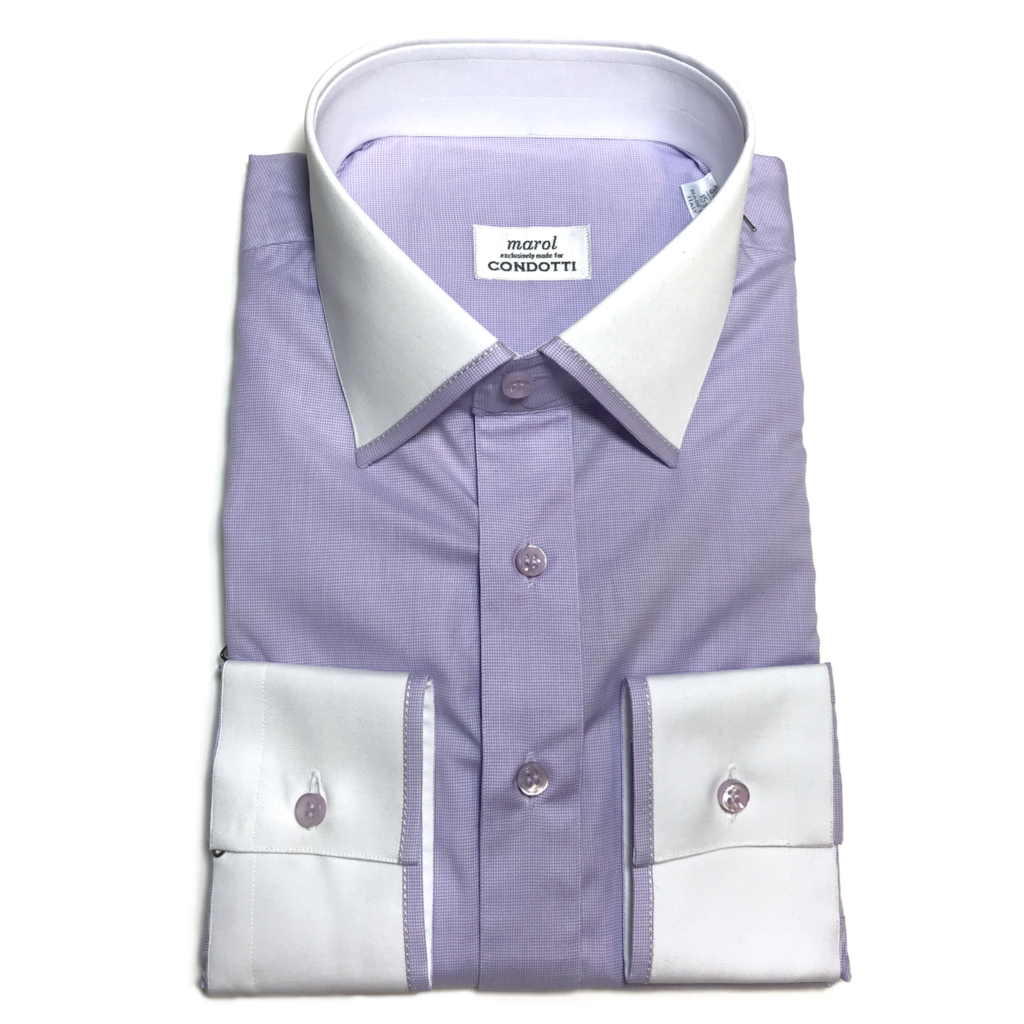 Lavender Cotton Shirt With Plain White Collar/Cuff Condotti Store