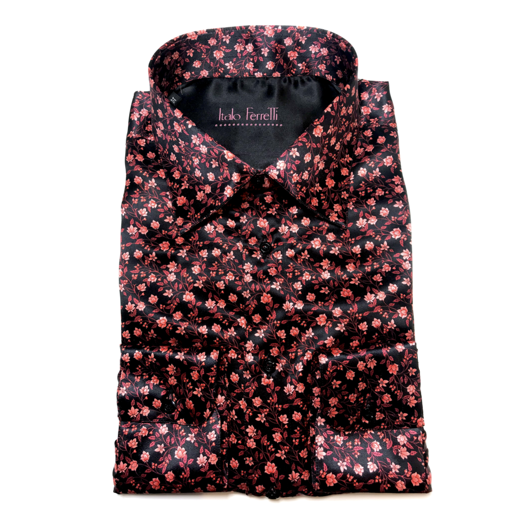 Black Shirt With Red Floral -